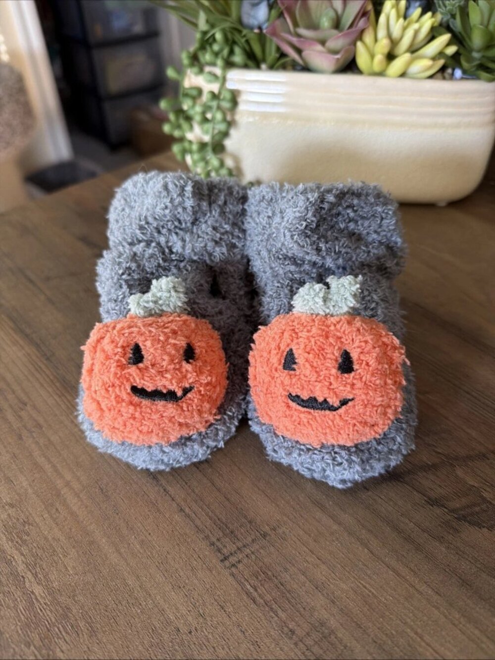 myggpp Baby Halloween Booties - Jack o Lantern Pumpkin - Size 0-6 Months - NWT